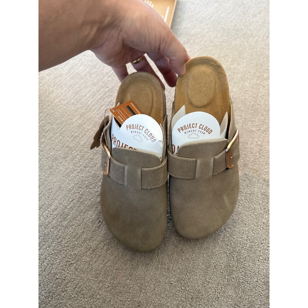 Project Cloud Suede Memory Foam Clogs Taupe Brown Size NEW